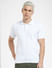 White Textured Polo Neck T-shirt_404911+2