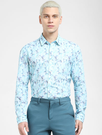 Light Blue Printed Full Sleeves Shirt