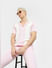 Pink Striped Knit Polo T-shirt_404930+1