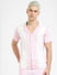 Pink Striped Knit Polo T-shirt_404930+2