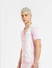 Pink Striped Knit Polo T-shirt_404930+3