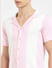 Pink Striped Knit Polo T-shirt_404930+5