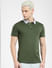 Green Floral Collar Polo T-shirt_404937+2