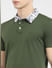Green Floral Collar Polo T-shirt_404937+5