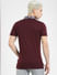 Burgundy Floral Collar Polo T-shirt_404938+4