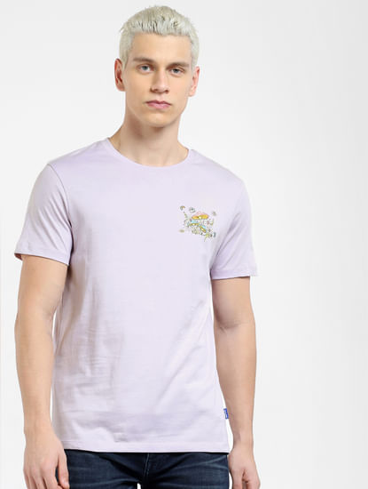 Lilac Printed Crew Neck T-shirt