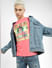Pink Logo Print Crew Neck T-shirt_404941+1
