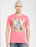 Pink Logo Print Crew Neck T-shirt_404941+2