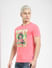 Pink Logo Print Crew Neck T-shirt_404941+3