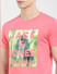 Pink Logo Print Crew Neck T-shirt_404941+5