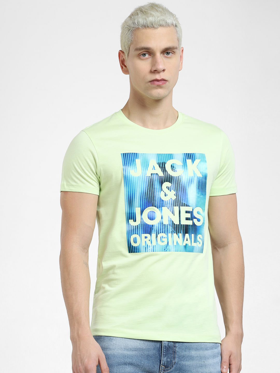 Buy Green Logo Print Crew Neck T-shirt for Men