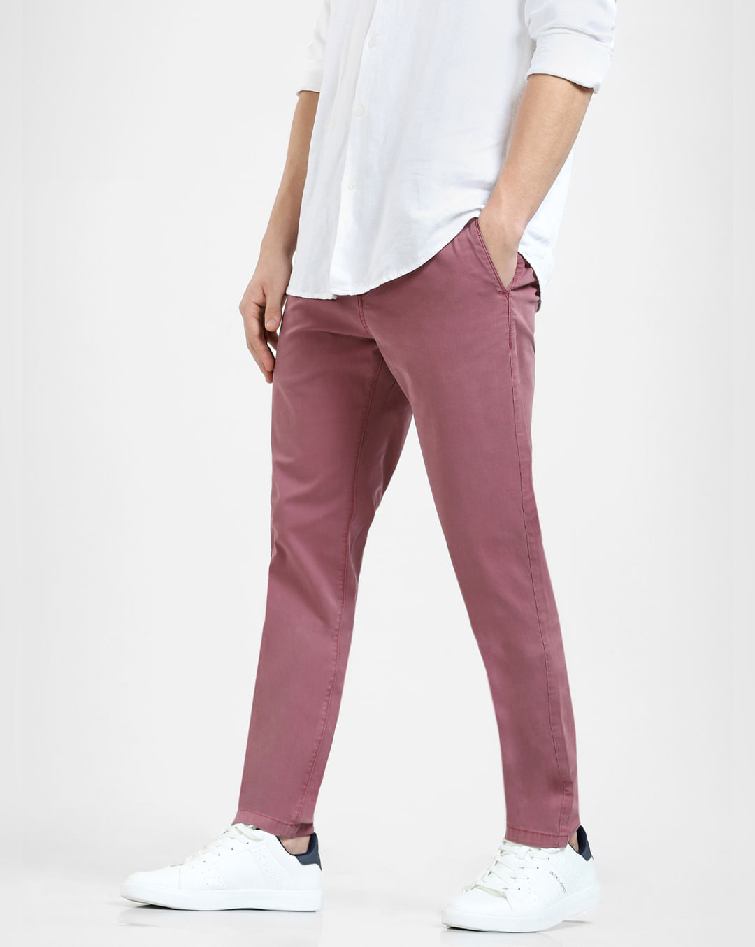 Buy Dark Pink Mid Rise Regular Fit Pants for Men