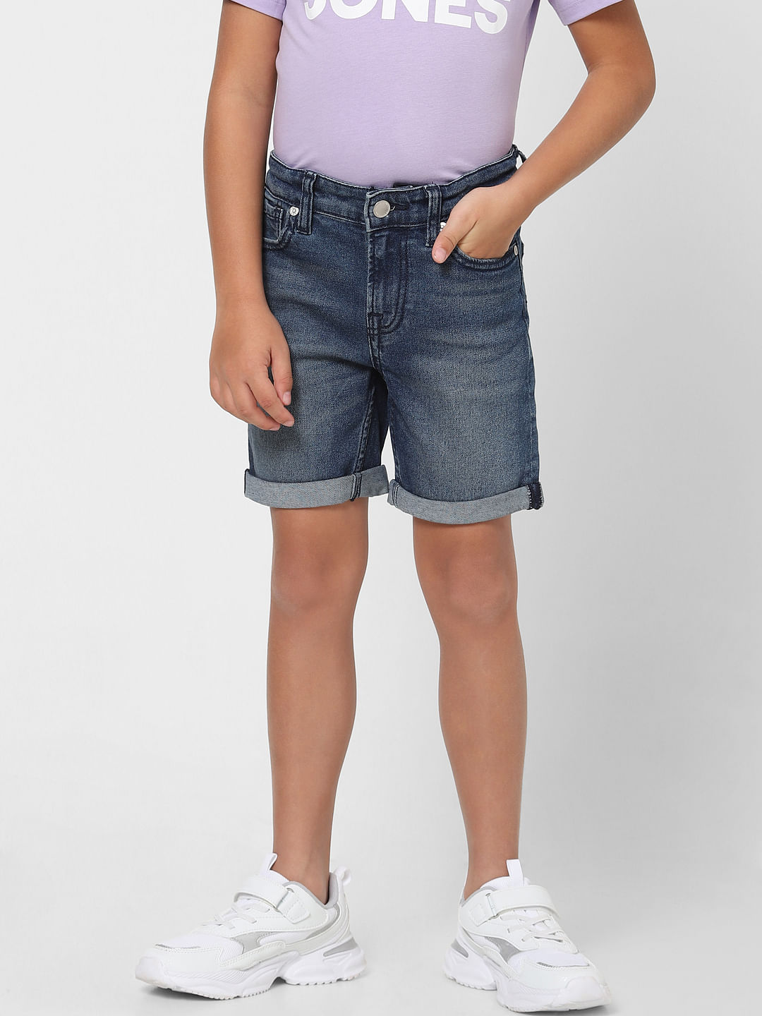 Buy RIPPED-&-DISTRESSED BLUE DENIM SHORTS for Women Online in India