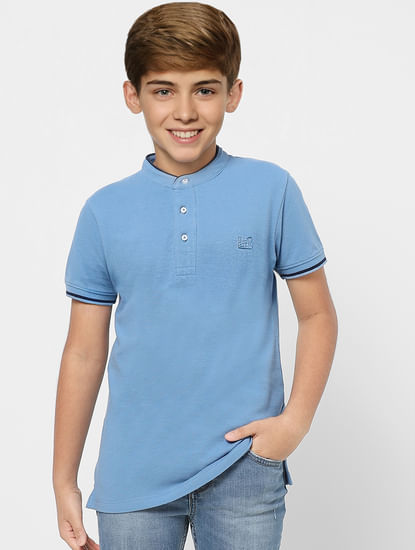 Boys Blue Polo Neck T-shirt