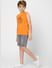 Boys Orange Graphic Print Crew Neck T-shirt_396098+1