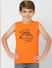 Boys Orange Graphic Print Crew Neck T-shirt_396098+2