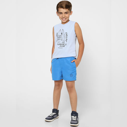 JACK&JONES Boys Blue Graphic Print Crew Neck T-shirt