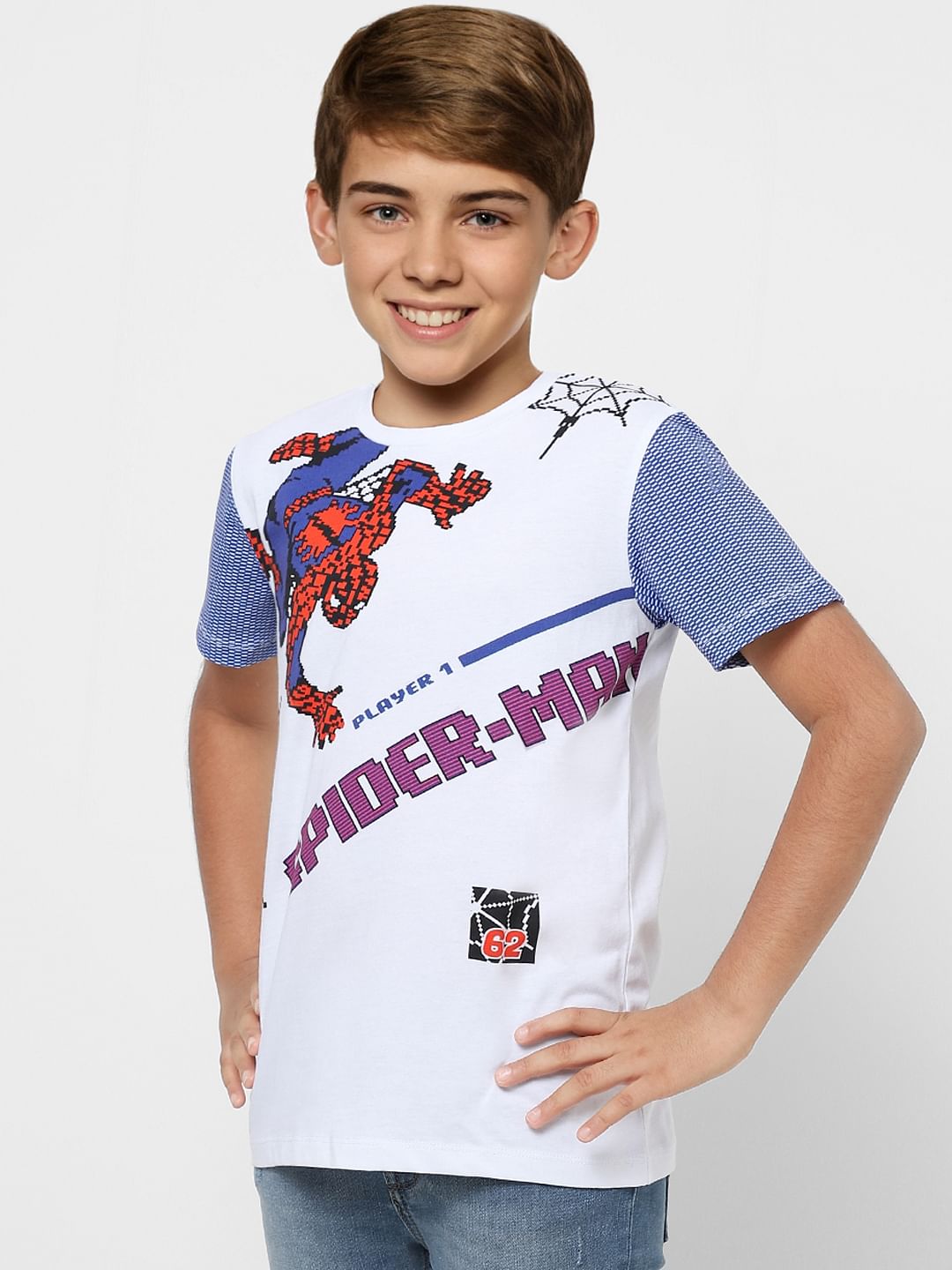 Buy X Marvel White Spider Man Crew Neck T shirt for Boys Online at Jack Jones Junior 254951801