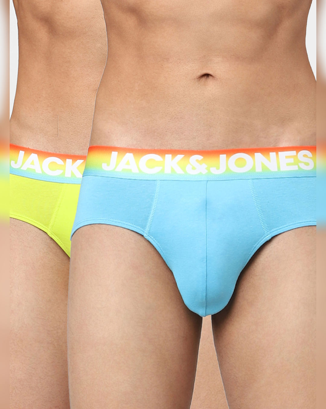 Buy Yellow & Blue Solid Briefs - Pack of 2 for Men