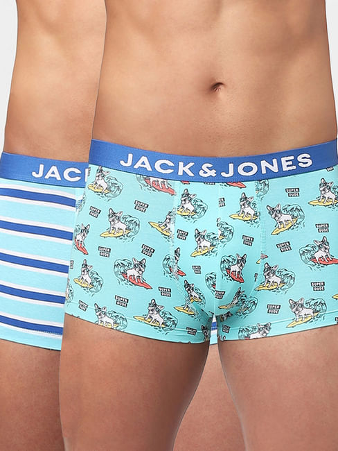 Blue Graphic & Striped Trunks - Pack of 2 