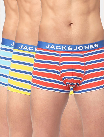 Red, Yellow & Blue Striped Trunks - Pack of 3 