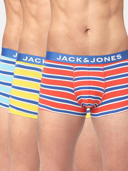 Red, Yellow & Blue Striped Trunks - Pack of 3 