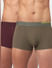 Green & Maroon Solid Trunks - Pack of 2_394237+1