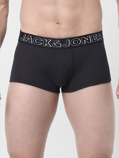 Grey & Black Solid Trunks - Pack of 2