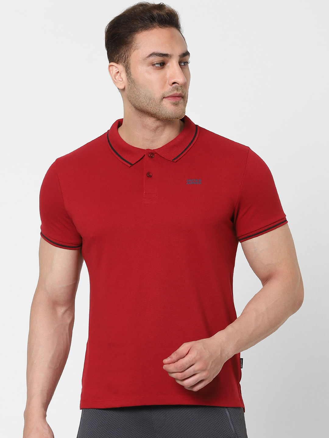 Buy Red Polo Neck T shirt for Men