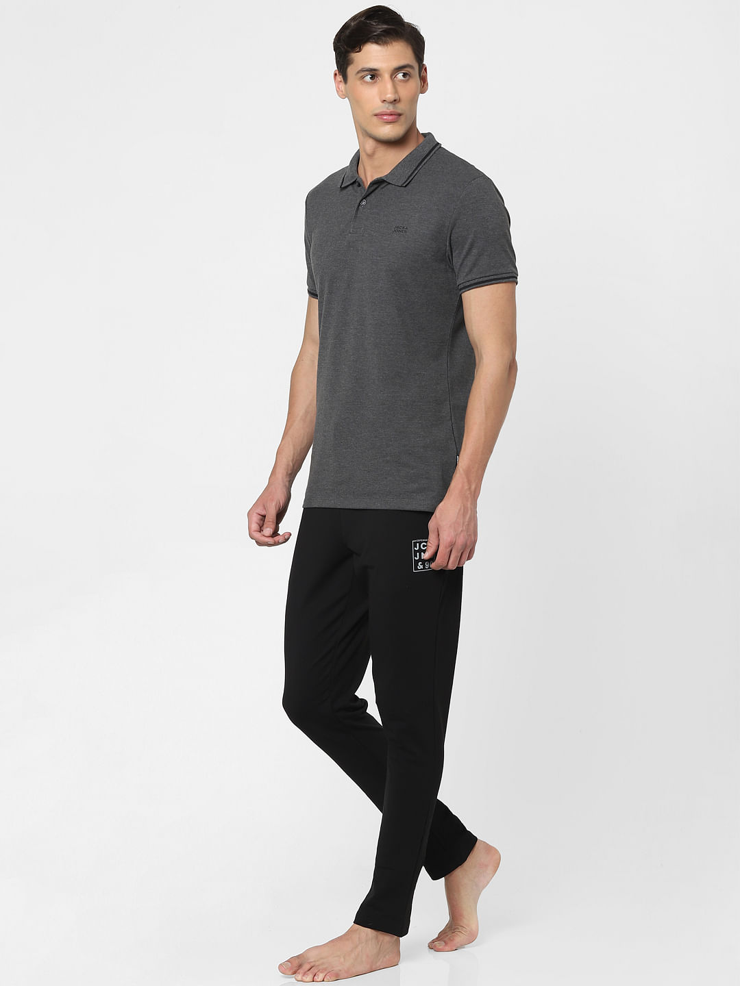 Men's Long Sleeve Cotton Pique Polo Shirt in Black | Superdry US