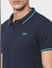 Dark Blue Polo Neck T-shirt_394280+5