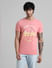 Pink Logo Text Crew Beck T-shirt_409077+2