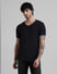 Black Solid V-Neck T-shirt_409080+2