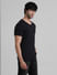 Black Solid V-Neck T-shirt_409080+3