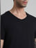 Black Solid V-Neck T-shirt_409080+5