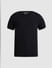 Black Solid V-Neck T-shirt_409080+7