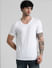 White Solid V-Neck T-shirt_409081+2