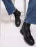 Black Vintage Leather Boots_409085+1