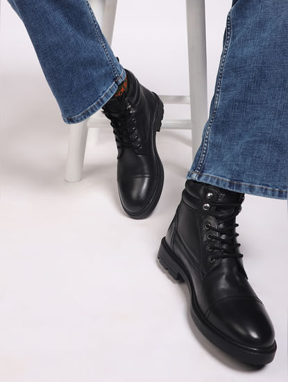 Black Vintage Leather Boots