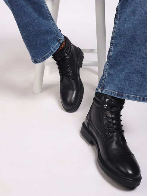 Black Vintage Leather Boots