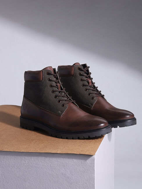 Brown Vintage Leather Mid-top Boots
