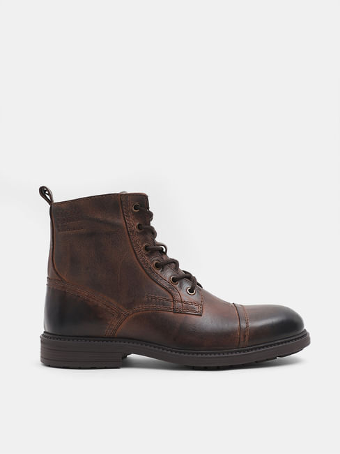 Brown Mid-Top Leather Boots