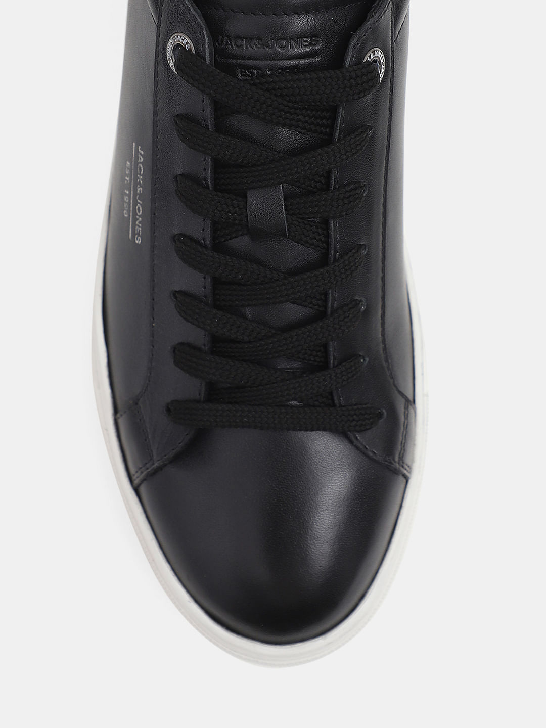 Full black sales leather trainers