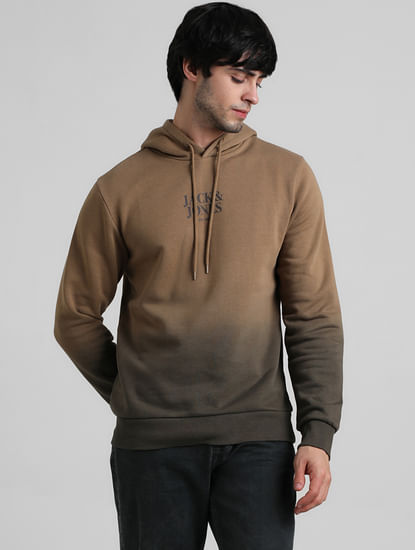 Brown Ombre Logo Print Sweatshirt