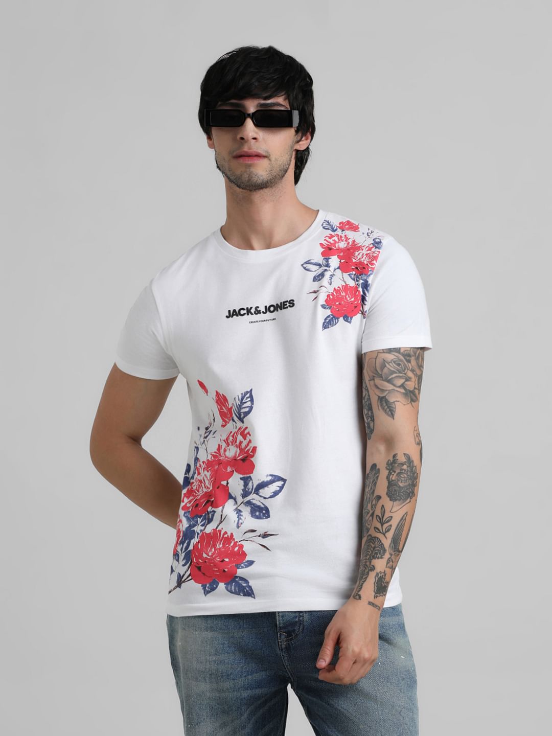 Floral printed 2024 t shirt