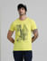 Yellow Graphic Print Crew Neck T-shirt_409132+1