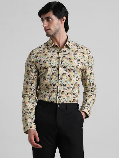 Yellow Floral Full Sleeves Shirt