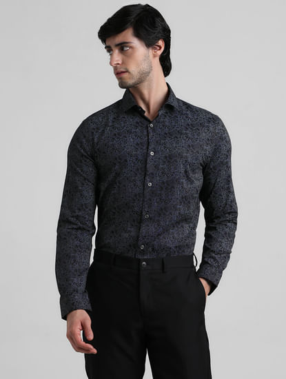 Black Abstract Print Formal Shirt