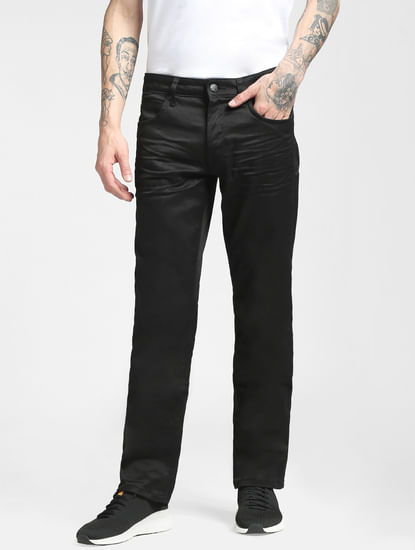 Black Mid Rise Clark Regular Fit Jeans
