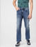 Blue Mid Rise Washed Clark Regular Fit Jeans_397611+2